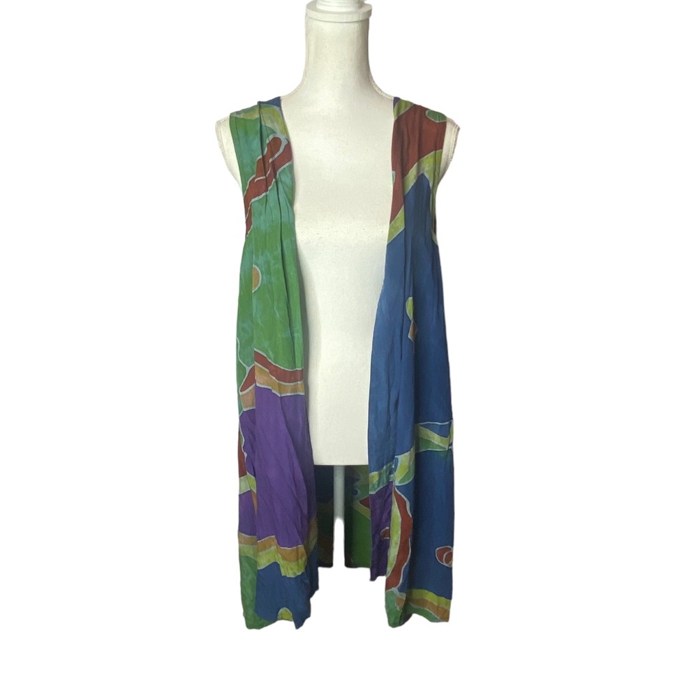 The Daily Planet Long Multi-Colored Rayon Long Vest Duster